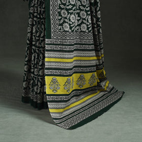 Pure mul cotton natural dyed hand block bagru print saree