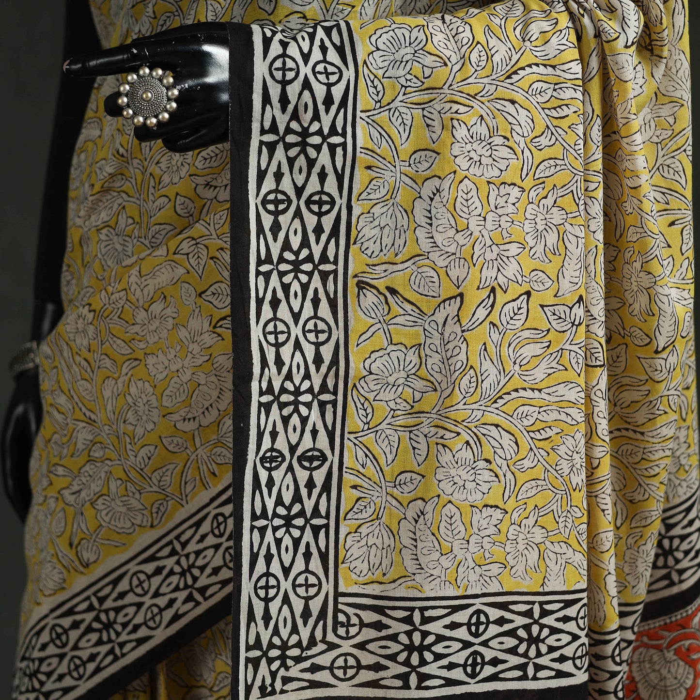 Pure mul cotton natural dyed hand block bagru print saree