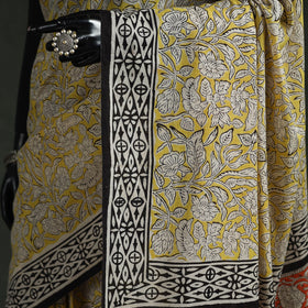 Pure mul cotton natural dyed hand block bagru print saree
