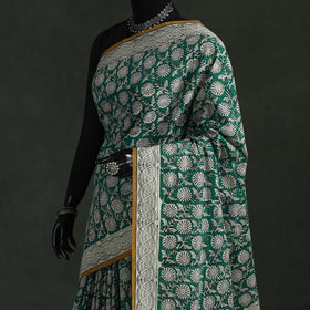 Pure mul cotton natural dyed hand block bagru print saree