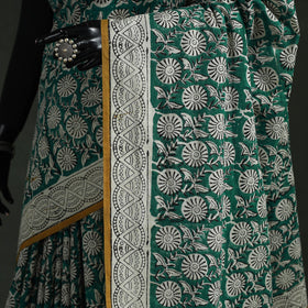 Pure mul cotton natural dyed hand block bagru print saree