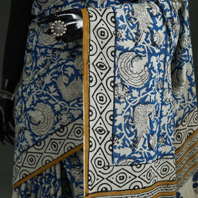 Pure mul cotton natural dyed hand block bagru print saree