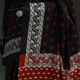 Pure mul cotton natural dyed hand block bagru print saree