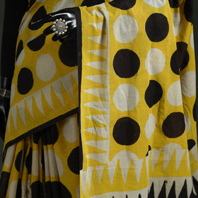 Pure mul cotton natural dyed hand block bagru print saree