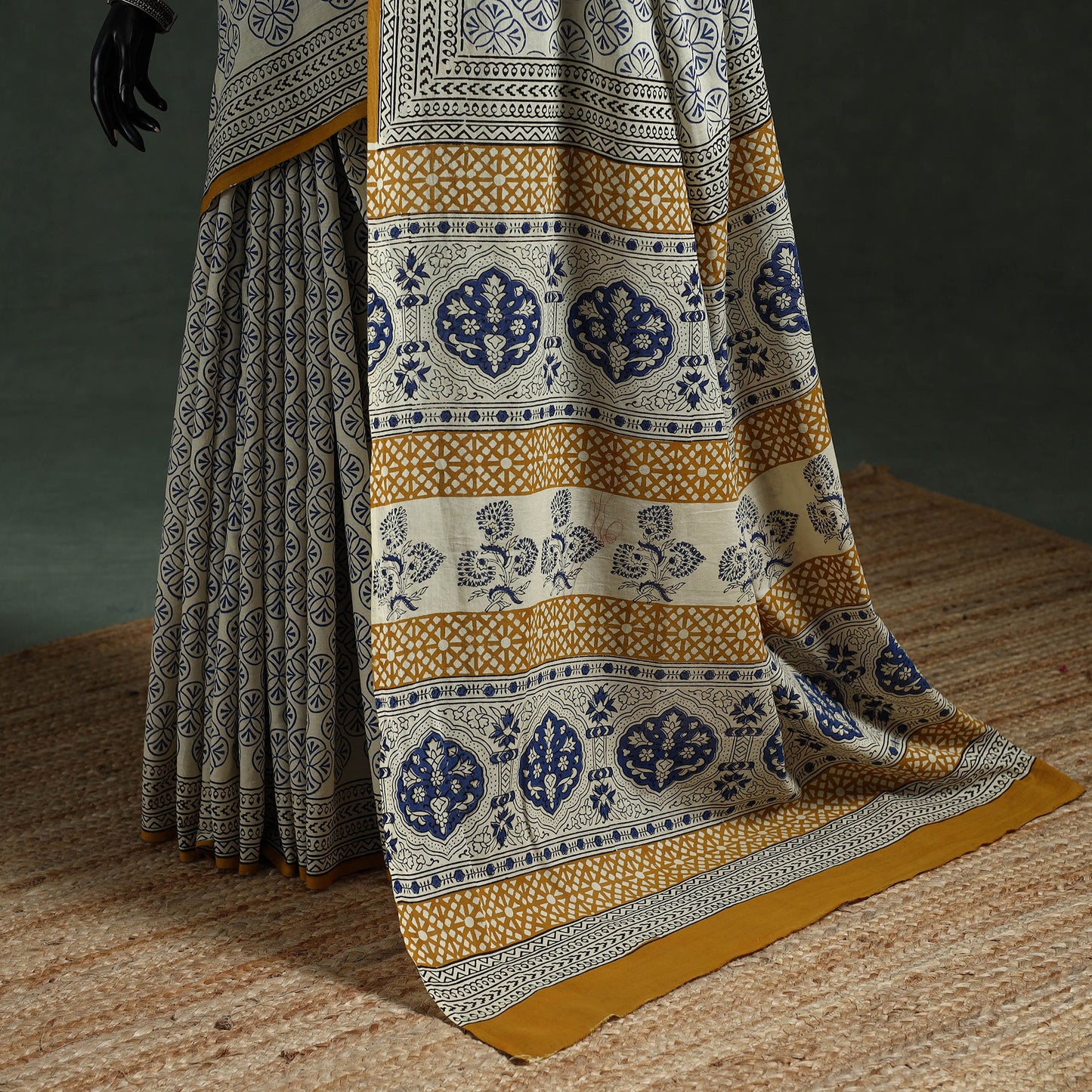 Pure mul cotton natural dyed hand block dabu bagru print