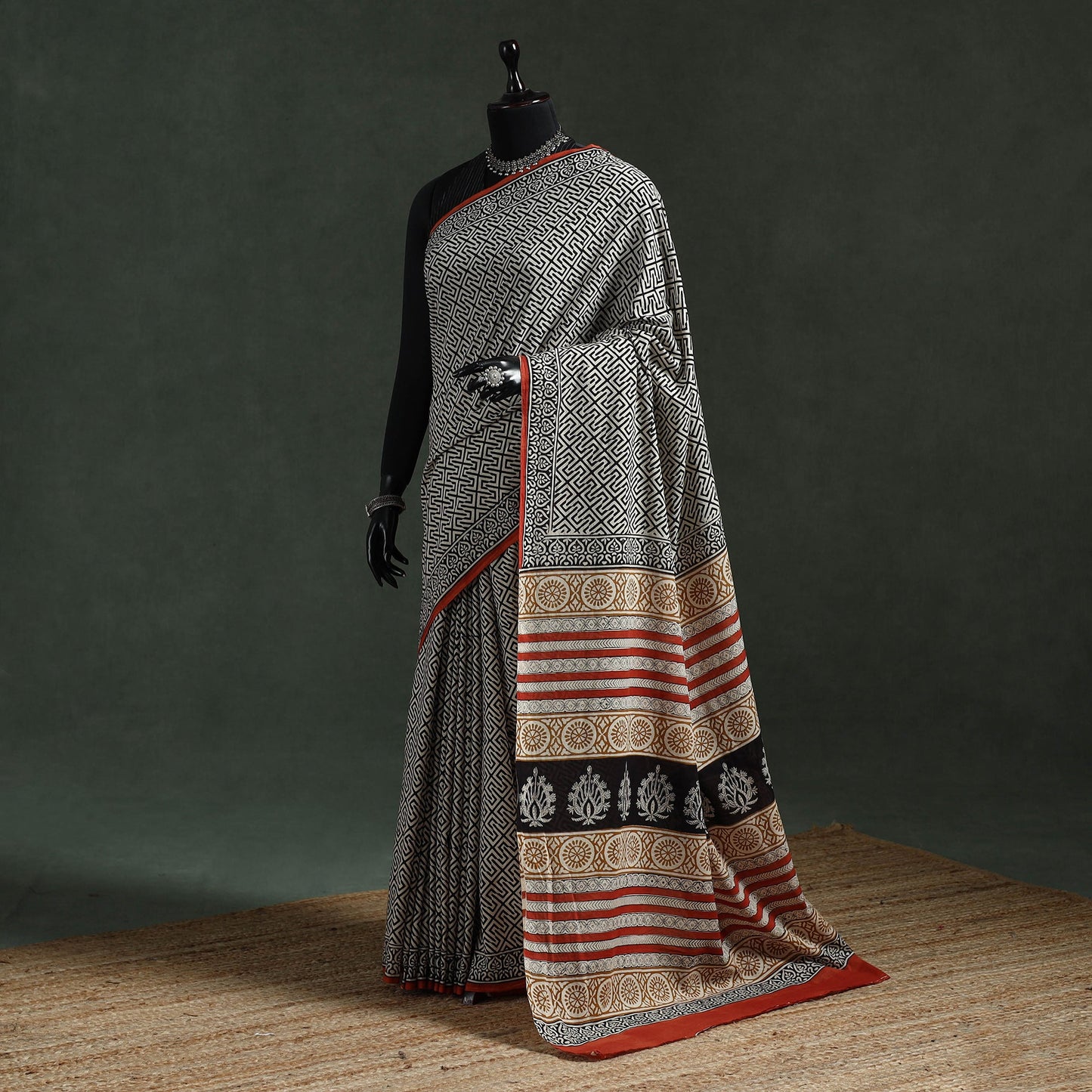 Pure mul cotton natural dyed hand block dabu bagru print