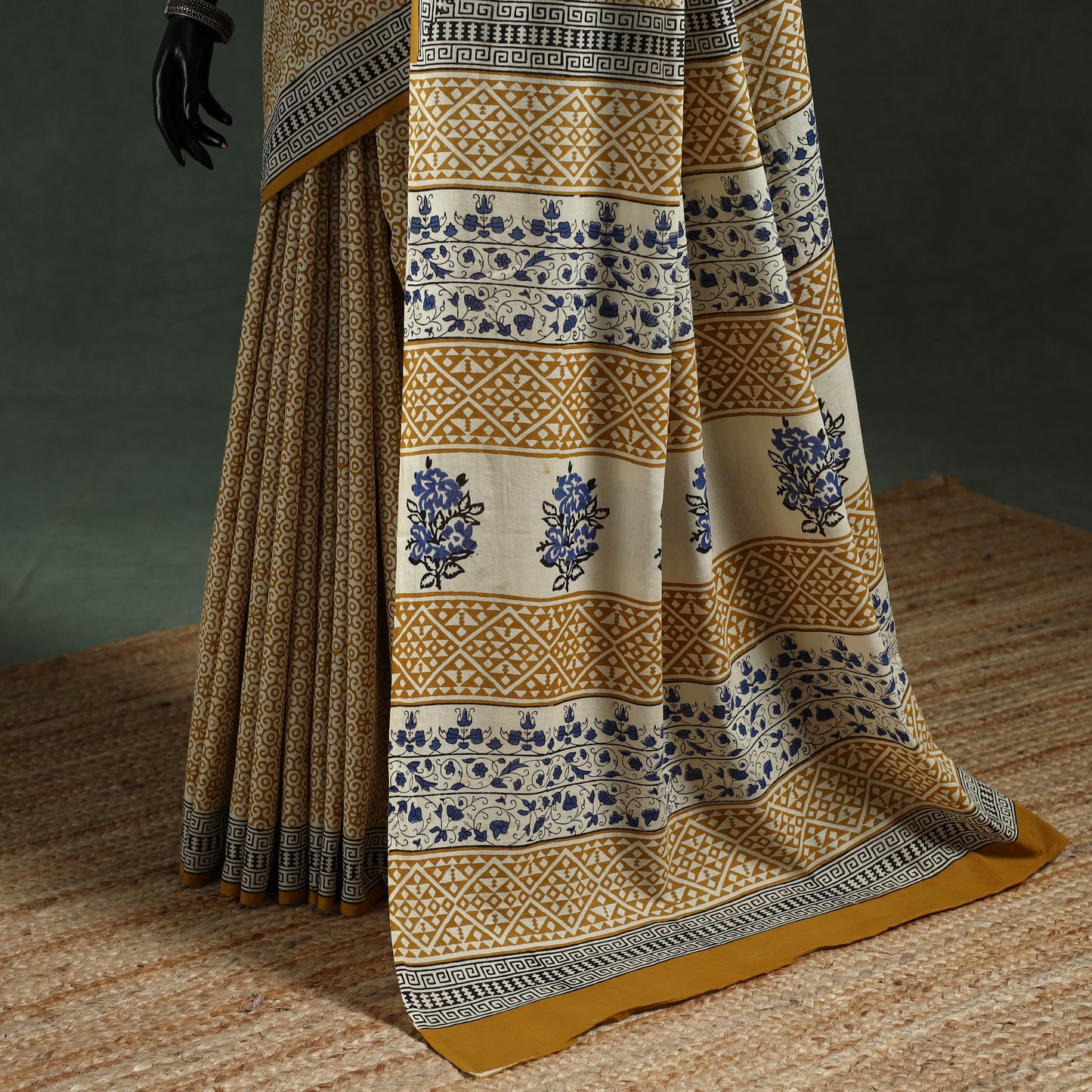 Pure mul cotton natural dyed hand block dabu bagru print