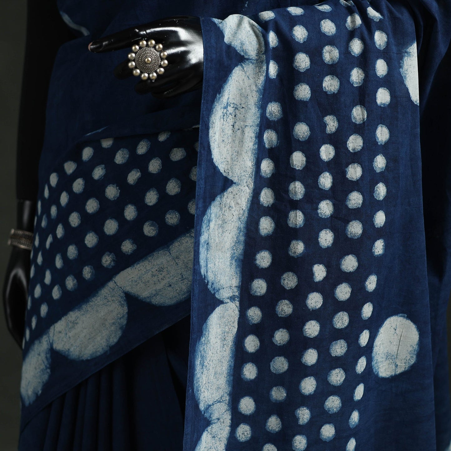Pure mul cotton natural dyed hand block indigo bagru print