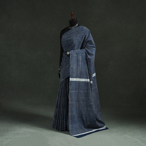 Pure mul cotton natural dyed hand block indigo bagru print