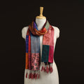 Pure silk patchwork stole with tassels 06 - handcrafted