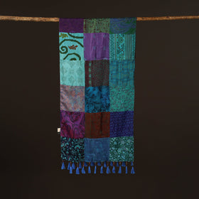 Pure silk patchwork stole with tassels 10 - handcrafted