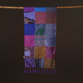 Pure silk patchwork stole with tassels 14 - handcrafted