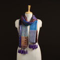 Pure silk patchwork stole with tassels 14 - handcrafted