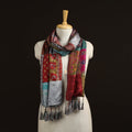 Pure silk patchwork stole with tassels 15 - handcrafted