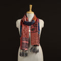Pure silk patchwork stole with tassels 19 - handcrafted