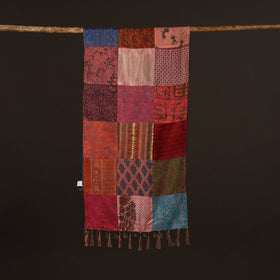 Pure silk patchwork stole with tassels 34 - handcrafted