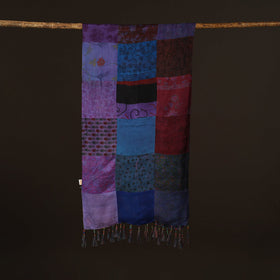 Pure silk patchwork stole with tassels 38 - handcrafted
