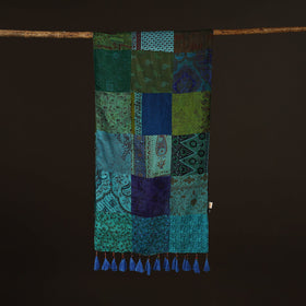 Pure silk patchwork stole with tassels 40 - handcrafted