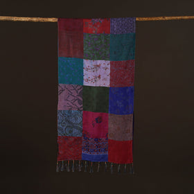 Pure silk patchwork stole with tassels 42 - handcrafted