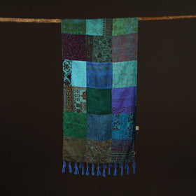 Pure silk patchwork stole with tassels 44 - handcrafted