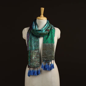 Pure silk patchwork stole with tassels 44 - handcrafted