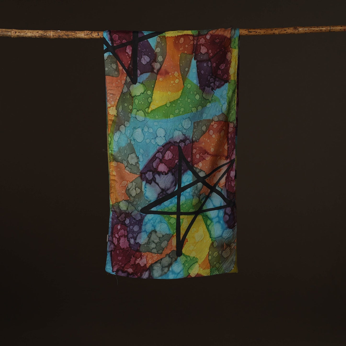 Pure silk tie-dye stole 48 - handcrafted