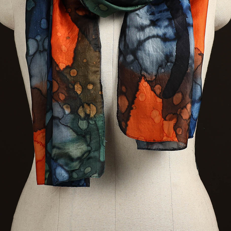 Pure silk tie-dye stole 50 - handcrafted