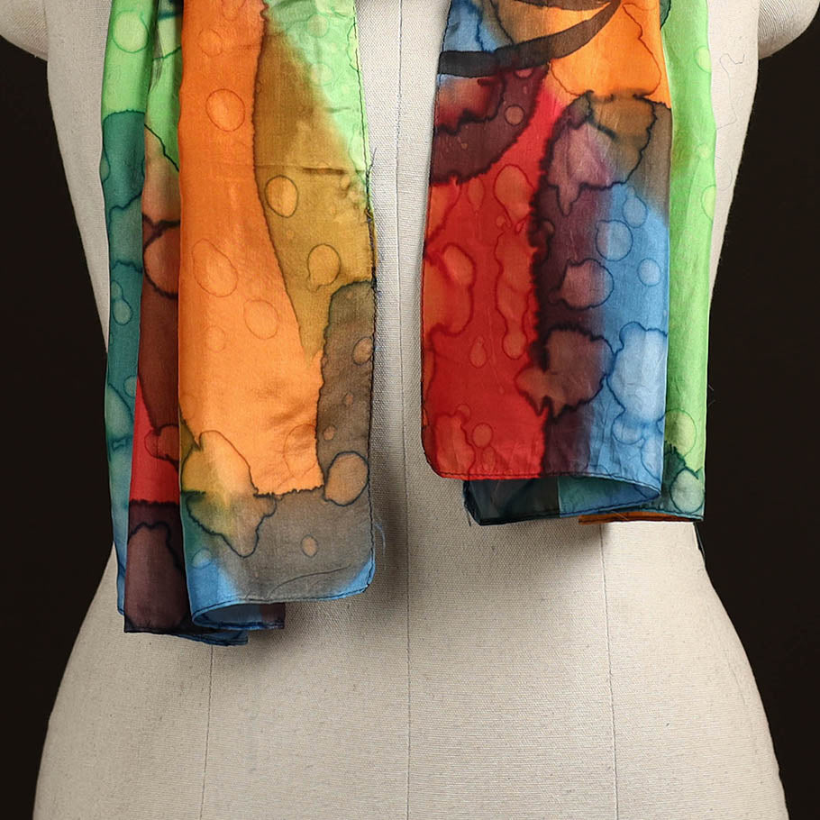 Pure silk tie-dye stole 52 - handcrafted