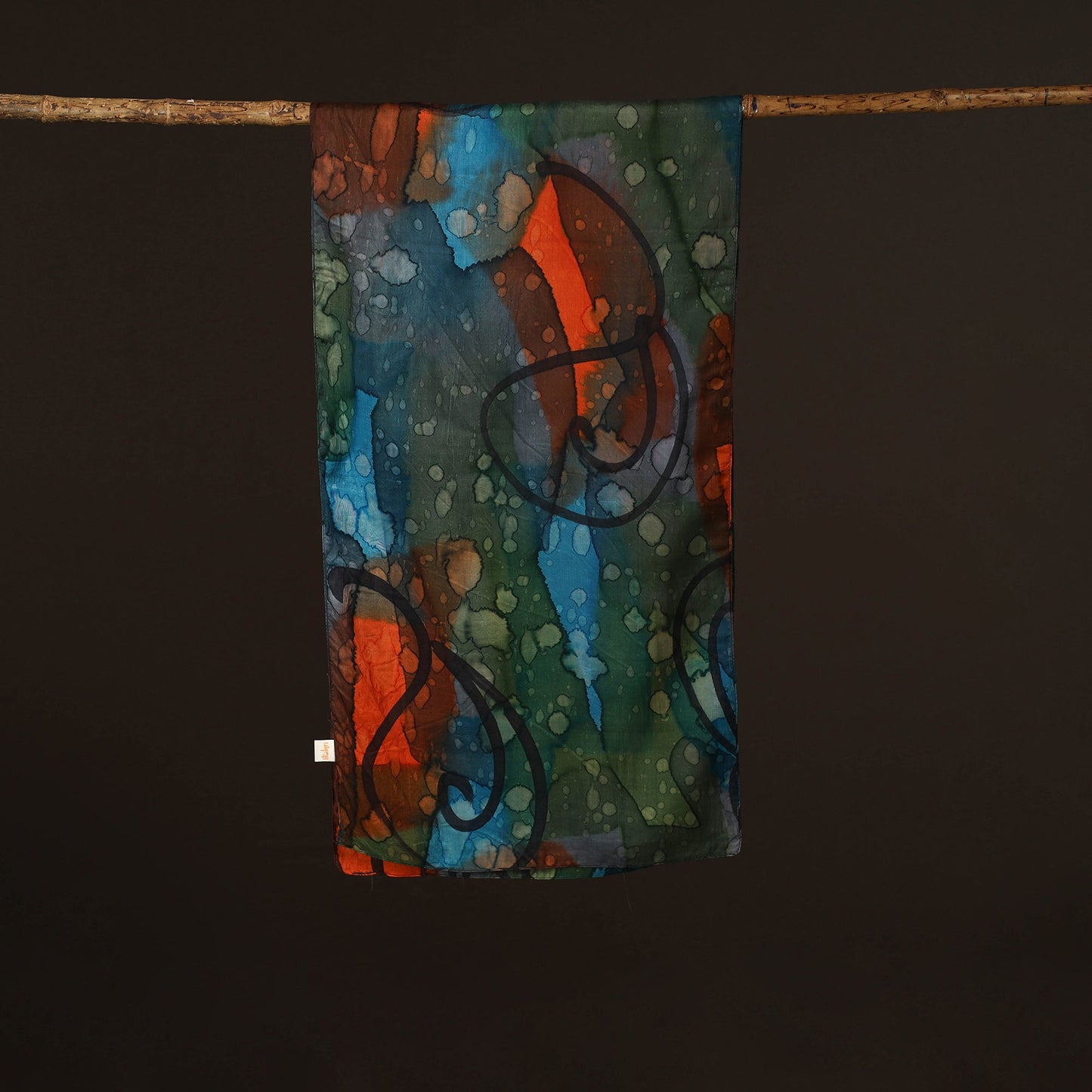 Pure silk tie-dye stole 65 - handcrafted