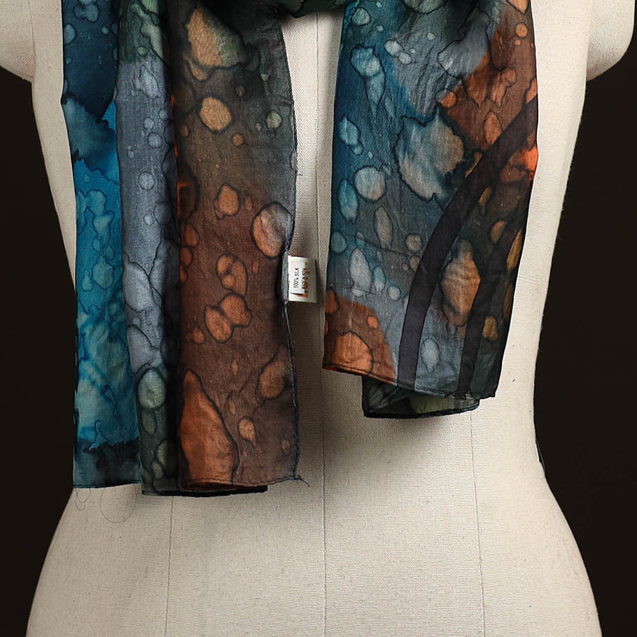 Pure silk tie-dye stole 70 - handcrafted