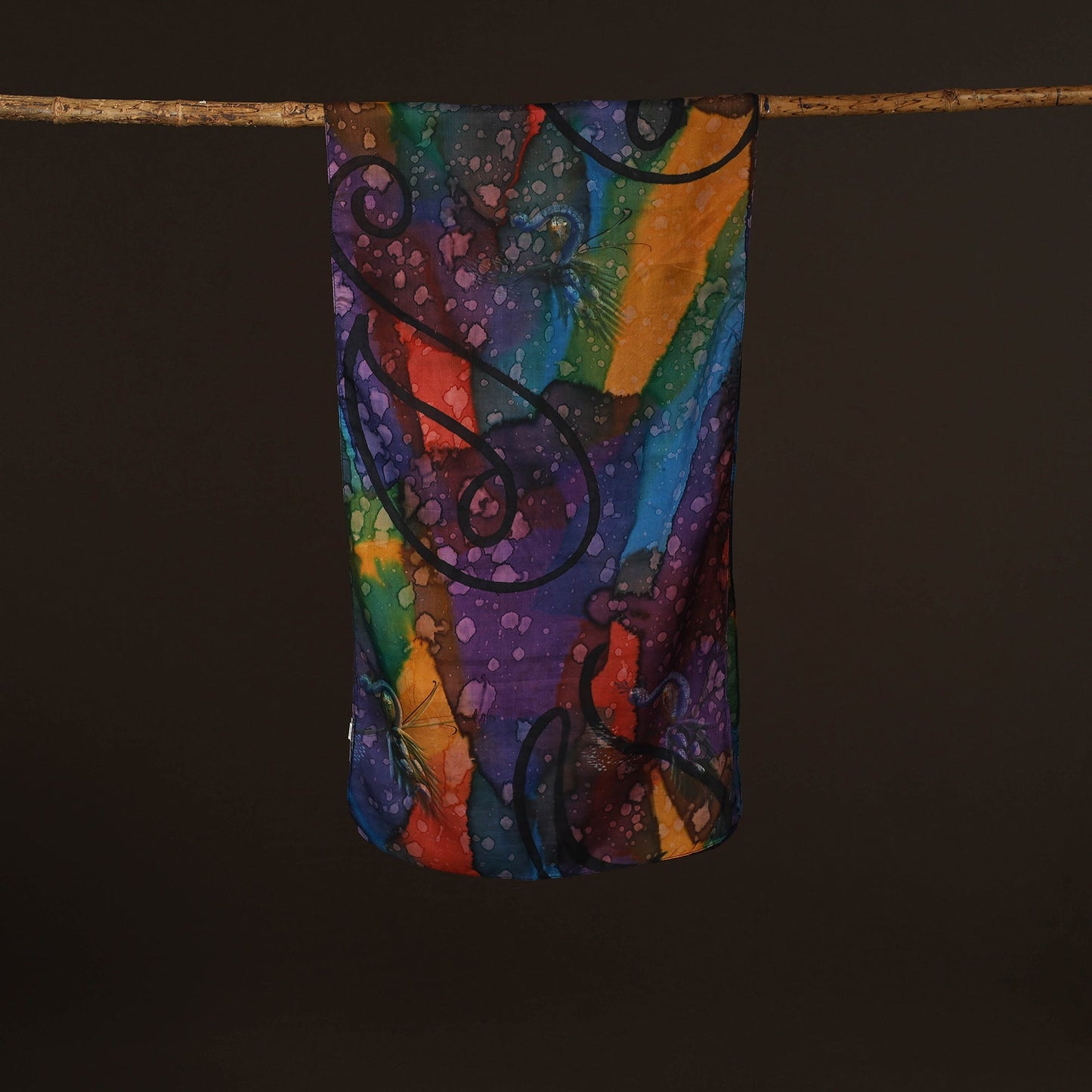 Pure silk tie-dye stole 72 - handcrafted