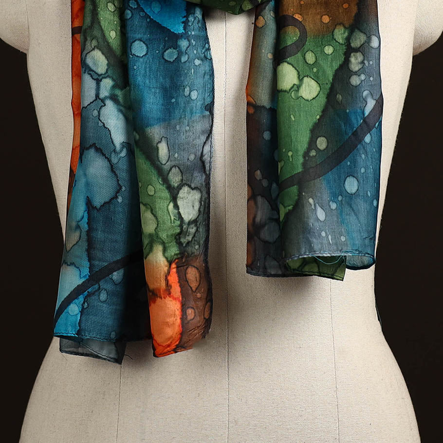 Pure silk tie-dye stole 74 - handcrafted