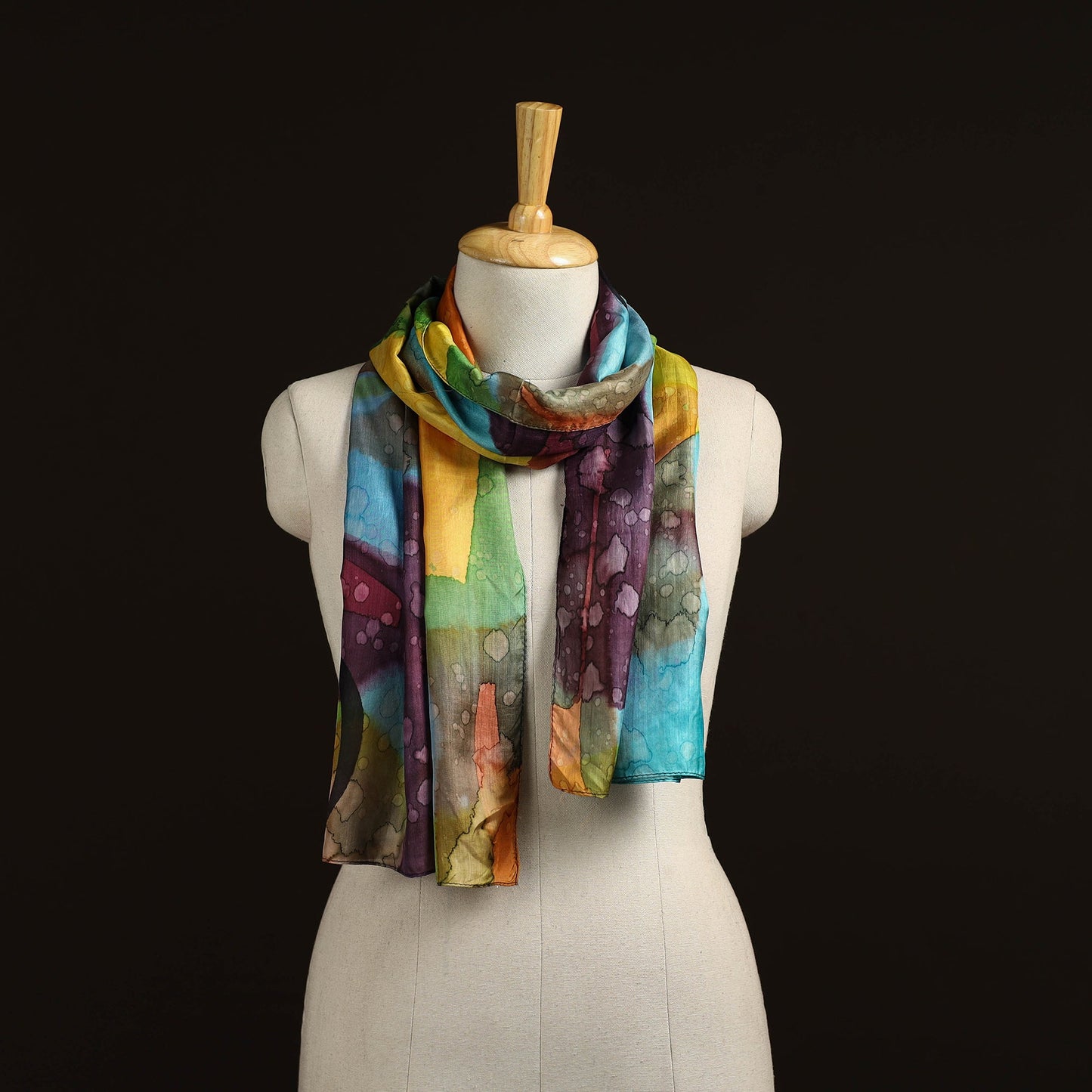 Pure silk tie-dye stole 75 - handcrafted