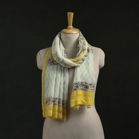 Pure wool hand block print sanganeri stole 08 - handcrafted