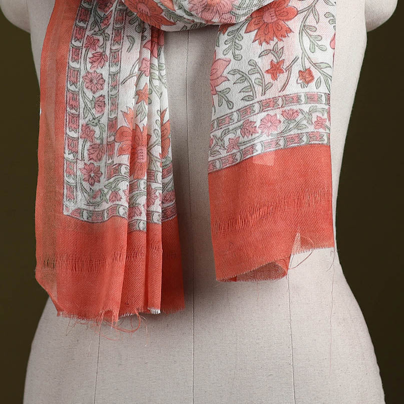 Pure wool hand sanganeri stole 25 - handcrafted