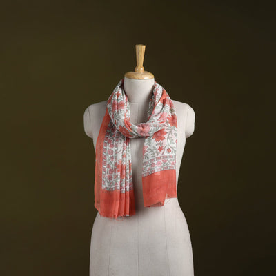 Pure wool hand sanganeri stole 25 - handcrafted