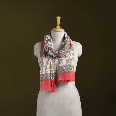 Pure wool hand sanganeri stole 35 - handcrafted