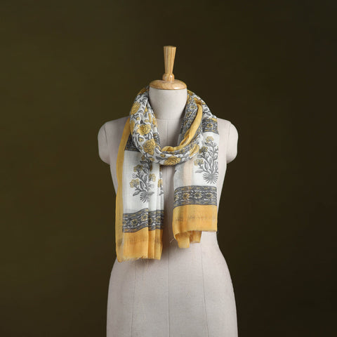 Pure wool hand sanganeri stole 36 - handcrafted