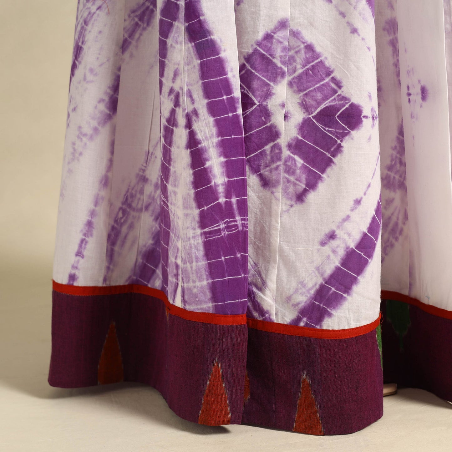 24 Kali Purple Patchwork Cotton Long Shibori Tie-Dye Skirt