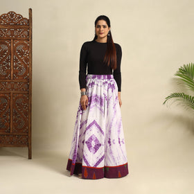 24 Kali Purple Patchwork Cotton Long Shibori Tie-Dye Skirt