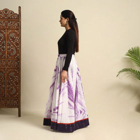  24 Kali Purple Patchwork Cotton Long Shibori Tie-Dye Skirt