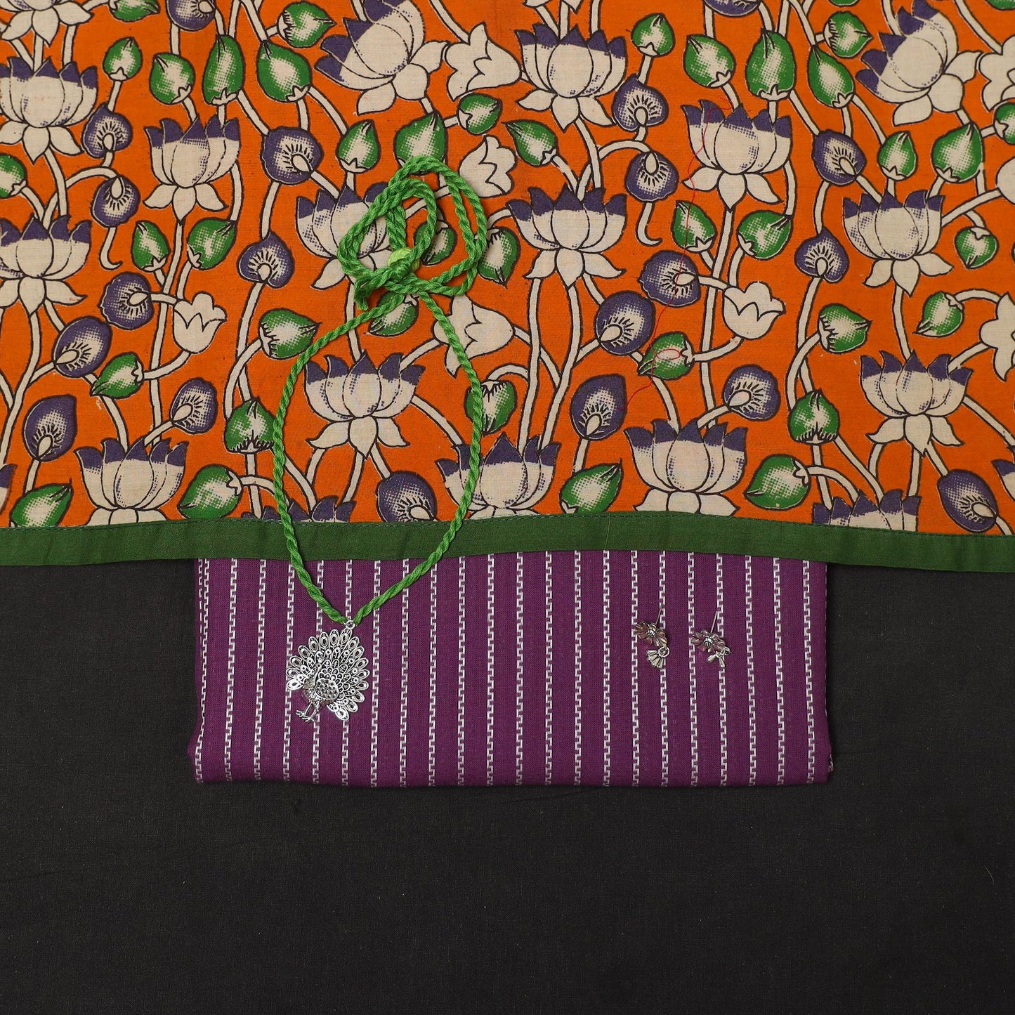 Purple - 2pc cotton unstitched jacquard dress material