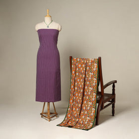 Purple - 2pc cotton unstitched jacquard dress material