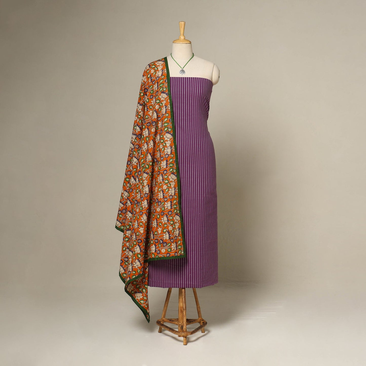 Purple - 2pc cotton unstitched jacquard dress material