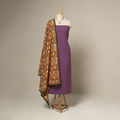 Purple - 2pc cotton unstitched jacquard dress material