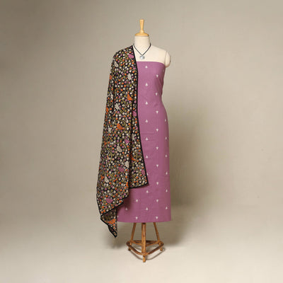 Purple - 2pc cotton unstitched jacquard dress material