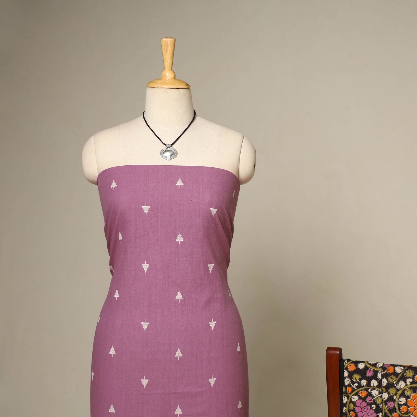 Purple - 2pc cotton unstitched jacquard dress material