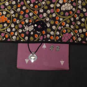 Purple - 2pc cotton unstitched jacquard dress material