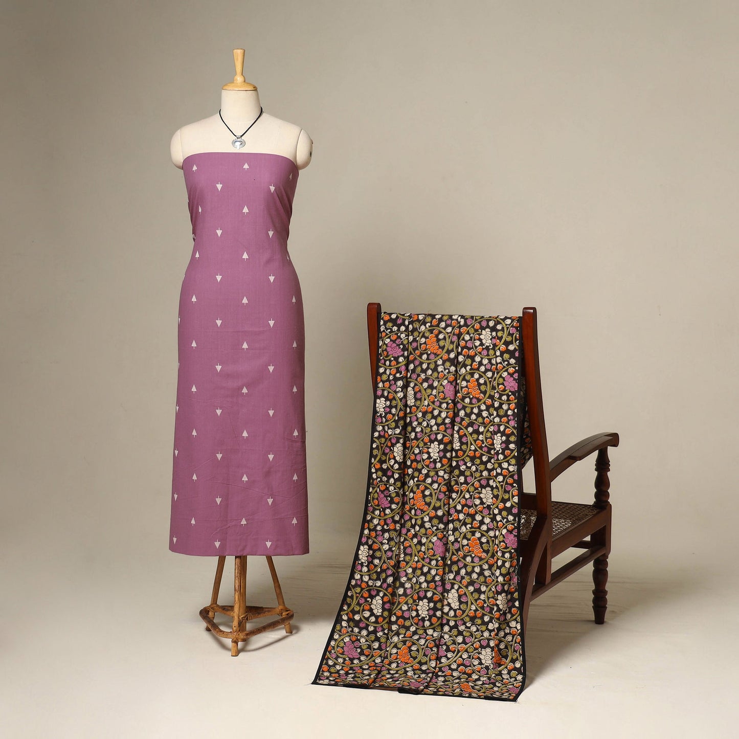 Purple - 2pc cotton unstitched jacquard dress material