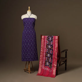 2pc cotton unstitched pochampally ikat dress material